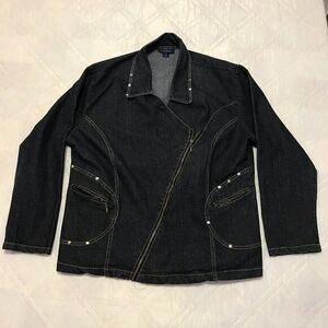 Diva Blue cross zip women's jean jacket plus 1X‎